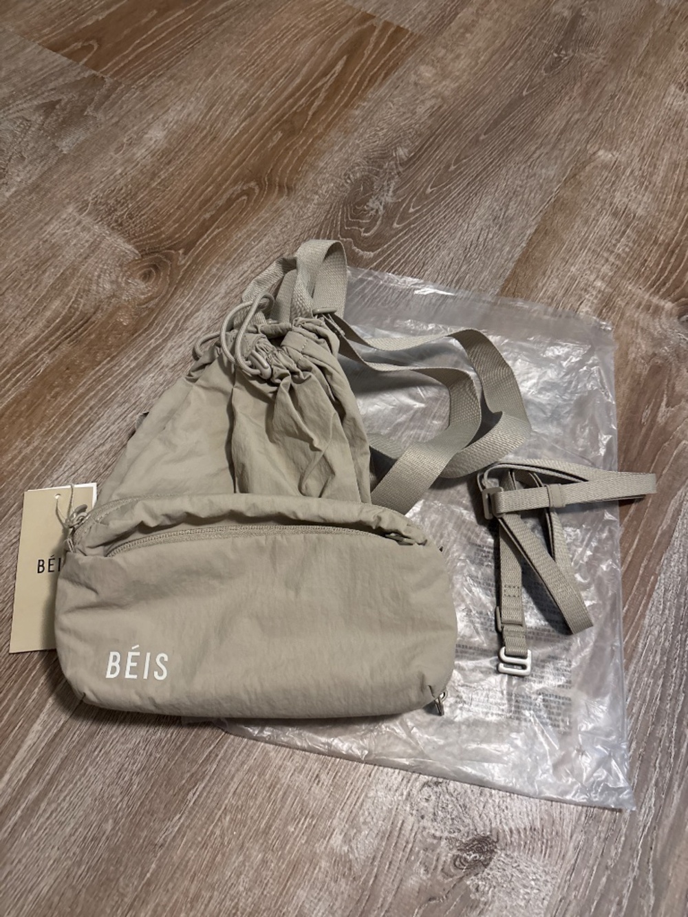 Beis Air Compactible Backpack Crossbody in Oat - Picture 3 of 3